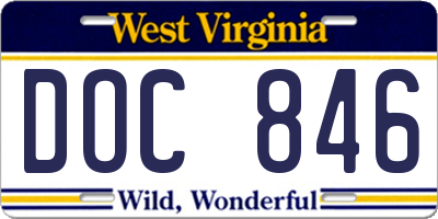 WV license plate DOC846