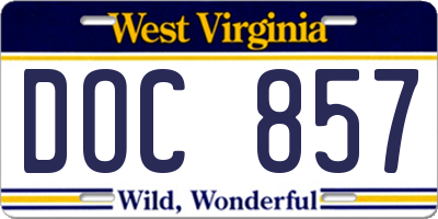 WV license plate DOC857
