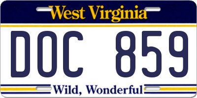 WV license plate DOC859