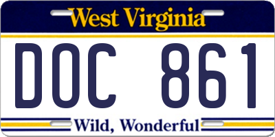WV license plate DOC861