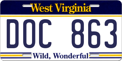 WV license plate DOC863