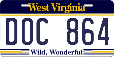 WV license plate DOC864