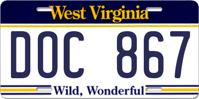 WV license plate DOC867