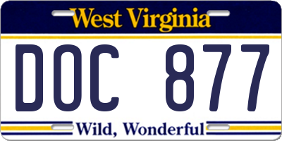 WV license plate DOC877