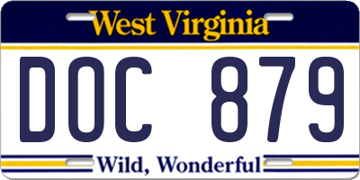 WV license plate DOC879