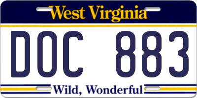 WV license plate DOC883