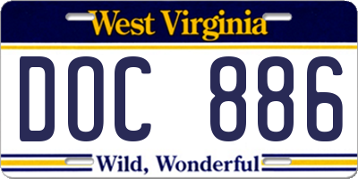 WV license plate DOC886