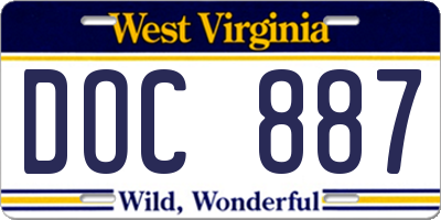 WV license plate DOC887