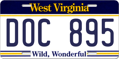 WV license plate DOC895