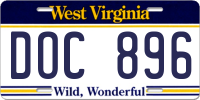 WV license plate DOC896