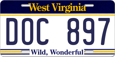 WV license plate DOC897
