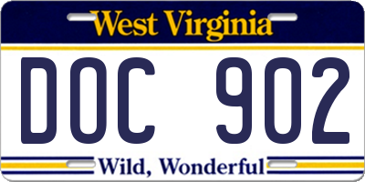 WV license plate DOC902