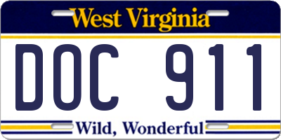 WV license plate DOC911