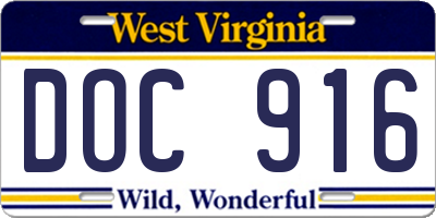 WV license plate DOC916