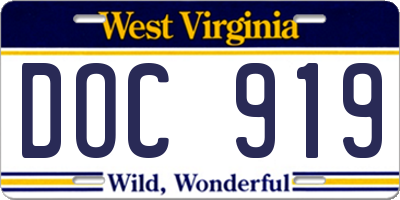 WV license plate DOC919