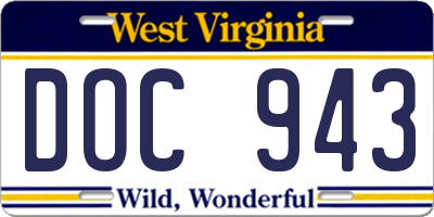 WV license plate DOC943
