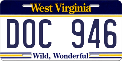 WV license plate DOC946
