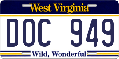 WV license plate DOC949