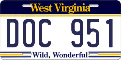 WV license plate DOC951