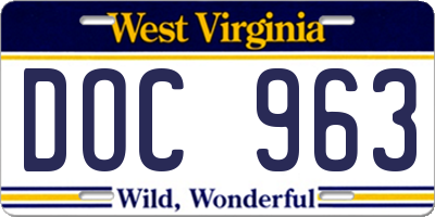 WV license plate DOC963