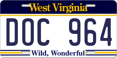 WV license plate DOC964
