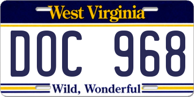 WV license plate DOC968