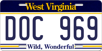 WV license plate DOC969