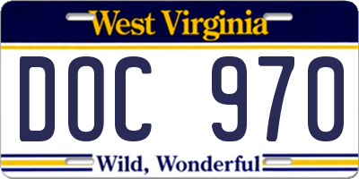 WV license plate DOC970