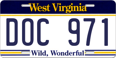 WV license plate DOC971