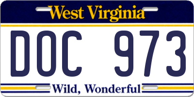 WV license plate DOC973