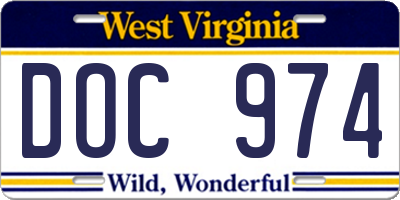 WV license plate DOC974