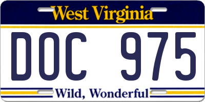 WV license plate DOC975