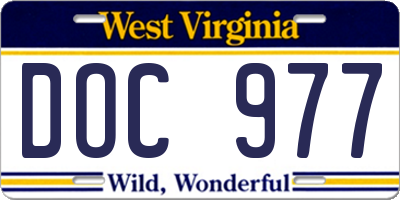 WV license plate DOC977