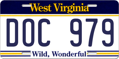 WV license plate DOC979