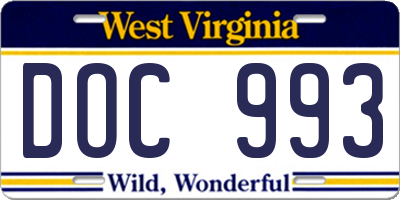 WV license plate DOC993