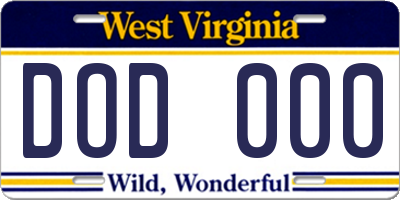 WV license plate DOD000