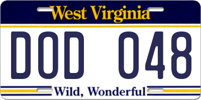WV license plate DOD048
