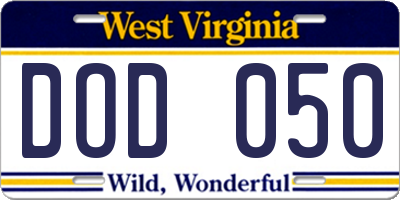 WV license plate DOD050