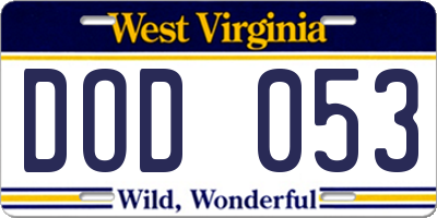 WV license plate DOD053