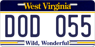 WV license plate DOD055
