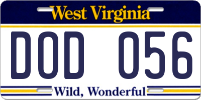 WV license plate DOD056