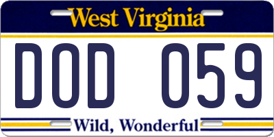 WV license plate DOD059