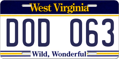 WV license plate DOD063