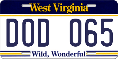 WV license plate DOD065