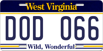 WV license plate DOD066