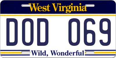 WV license plate DOD069