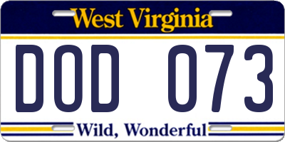 WV license plate DOD073