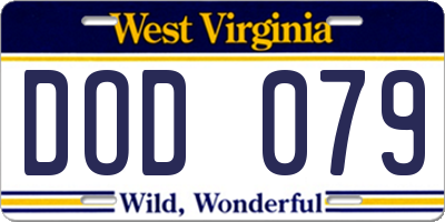 WV license plate DOD079