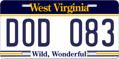 WV license plate DOD083