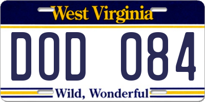 WV license plate DOD084